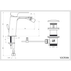 Paini Venti Miscelatore Bidet Scarico Automatico 1"1/4 Monoforo Cromato