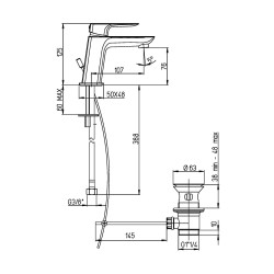 Paini Nove Miscelatore Lavabo Nero Opaco Scarico Automatico 1"1/4 Monoforo