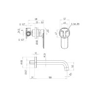 Paini Nove Miscelatore Lavabo Nero Opaco a Muro Interasse 190mm