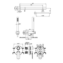 Paini Nove Kit Doccia Nero Opaco Miscelatore Rotativo Incasso Soffione Tondo D. 20cm