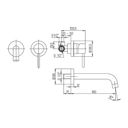 Paini Cox Miscelatore Lavabo a Muro Interasse 190mm Cromato