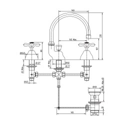 Paini Liberty Rubinetto Batteria Lavabo 3 Fori con Bocca Orientabile Cromato