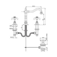 Paini Ornellaia Lavabo Batteria 3 Fori con Bocca Barocco Orientabile Cromata