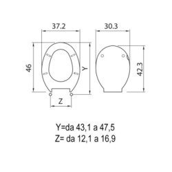 Sedile Wc Compatibile UNIVERSALE NERO Copriwater in Plastica Termoindurente Nero 45x37,3cm